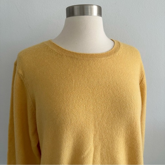 New Iris Von Arnim Cashmere Silk Yellow Crew Neck Sweater - Picture 2 of 11
